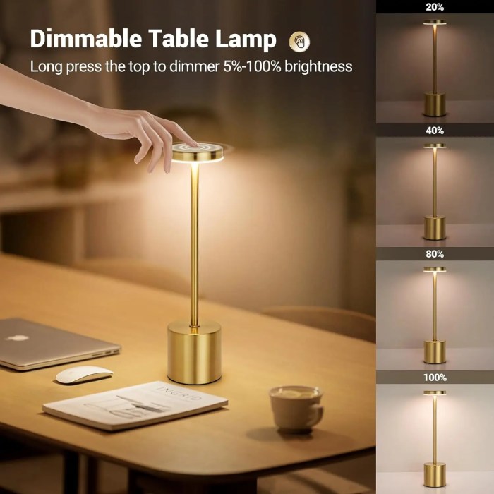 LED Rechargeable Touch Table Lamp - 3 Colour Ambient Night Light 3