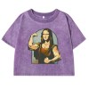 prankster vibes: mona lisa fitness print retro cotton tee for women Prankster Vibes: Mona Lisa Fitness Print Retro Cotton Tee for Women 1