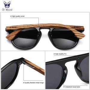 Oi Wood Classic Polarized Sunglasses for Men & Women – UV400 Protection with Zebra Wood Frames 5