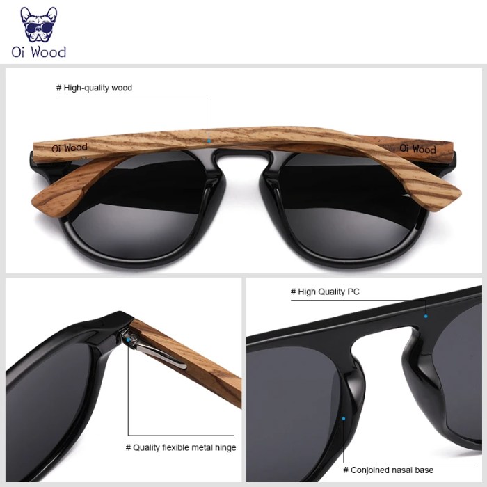 Oi Wood Classic Polarized Sunglasses for Men & Women – UV400 Protection with Zebra Wood Frames 5