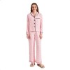 polka dot perfection: satin spring lounge set with button up shirt & long pants Polka Dot Perfection: Satin Spring Lounge Set with Button-Up Shirt & Long Pants