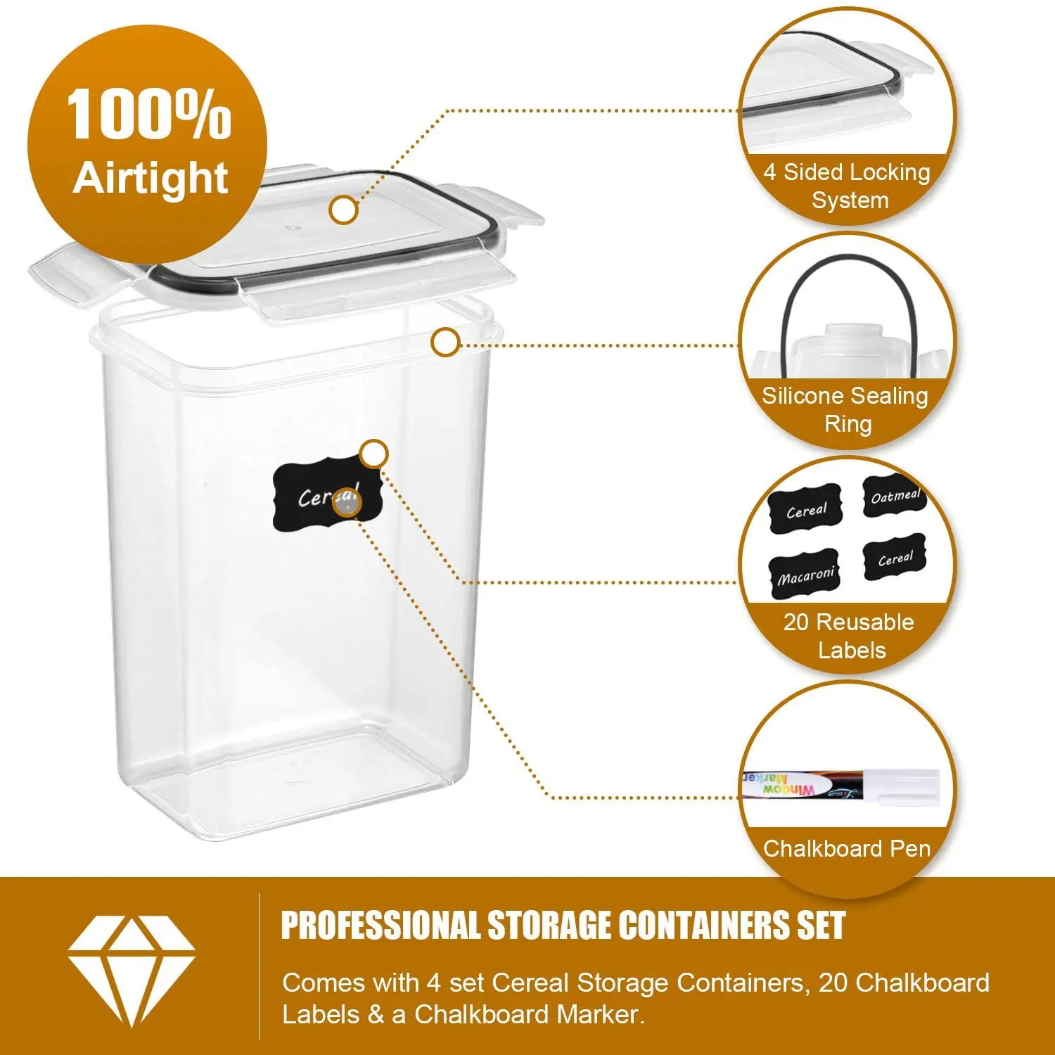 7-Piece Food Container Set - BPA-Free, Airtight Storage with Stickers & Pen 7-Piece Food Container Set - BPA-Free, Airtight Storage with Stickers & Pen