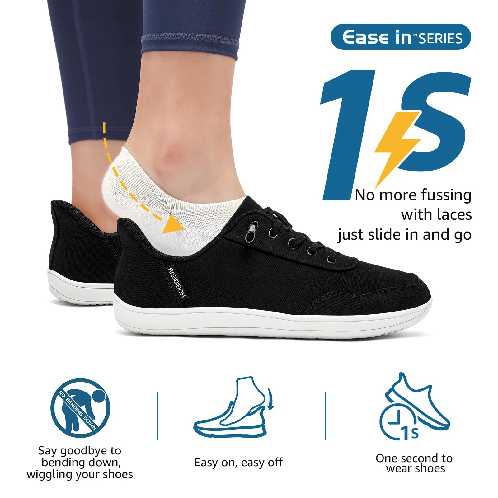 HOBIBEAR Unisex Barefoot Shoes – Wide Toe Adjustable Slip-On Sneakers for Men & Women, Minimalist Lightweight Walking Shoes