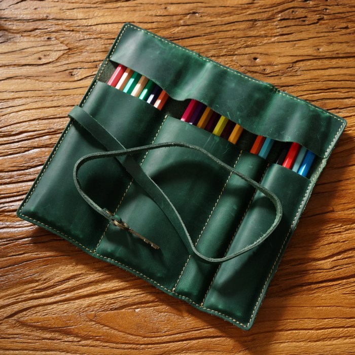 genuine leather pencil case retro key & pen bag, handmade gift Genuine Leather Pencil Case - Retro Key & Pen Bag, Handmade Gift 5