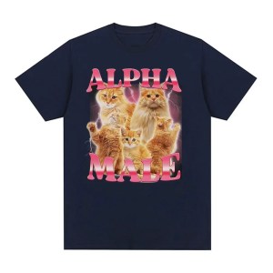 Alpha mens cat and kitten funmemeTshirt womens fashionable cute retro patternTshirt womensfashionablecasualshort sleeved T-shirt 2