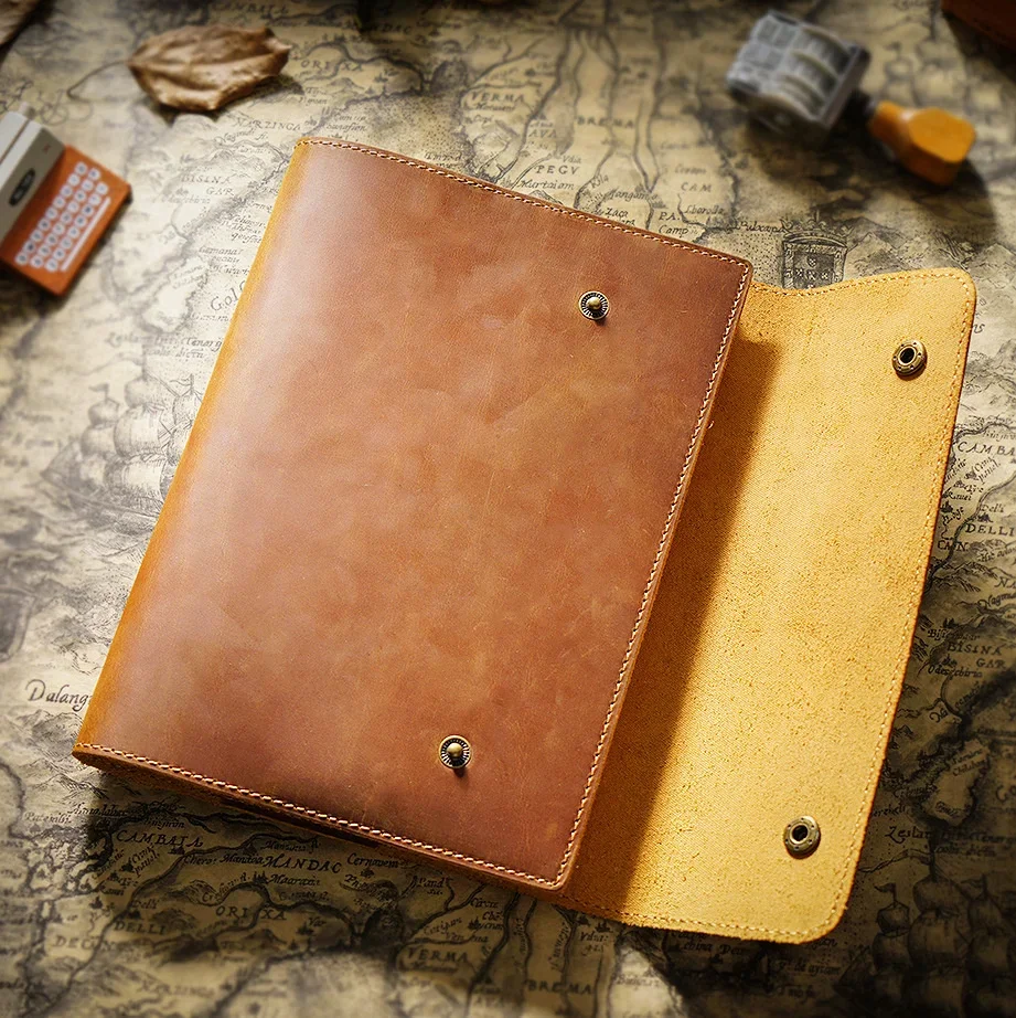Genuine Leather A5 Sketchbook - Vintage Cowhide Notebook with Inserts 2