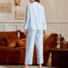heartfelt comfort: striped long sleeve lounge set with heart print & button up top Heartfelt Comfort: Striped Long Sleeve Lounge Set with Heart Print & Button-Up Top 2