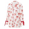 Charming Comfort: Bow/Cherry/Clover Print Pyjama Set with Button-Up Top & Ruffle Shorts 2