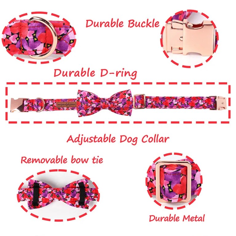 Pretty in Pink: Valentine’s Day Dog Collar with Bowtie 2