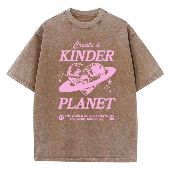 create a kinder planet: pink cartoon print retro tee for men Create a Kinder Planet: Pink Cartoon Print Retro Tee for Men 2