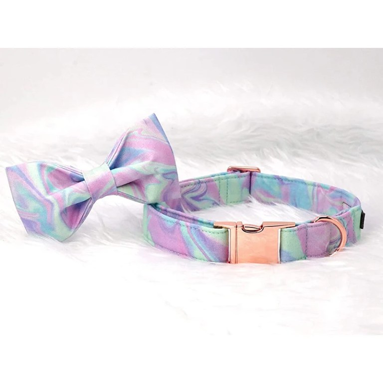 paws & colours: handmade tie dye cotton dog collar with bow tie Paws & Colours: Handmade Tie-Dye Cotton Dog Collar with Bow Tie 4