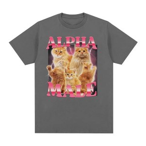 Alpha mens cat and kitten funmemeTshirt womens fashionable cute retro patternTshirt womensfashionablecasualshort sleeved T-shirt 3