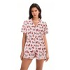 Summer Sweetness: Cherry/Bow/Butterfly Print Lounge Set with Button-Up Shirt & Shorts