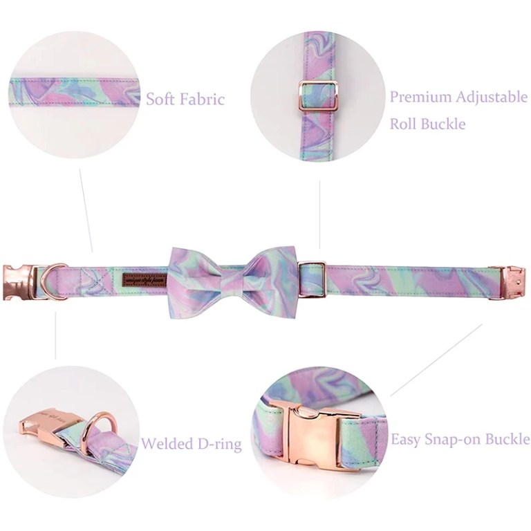 paws & colours: handmade tie dye cotton dog collar with bow tie Paws & Colours: Handmade Tie-Dye Cotton Dog Collar with Bow Tie 3