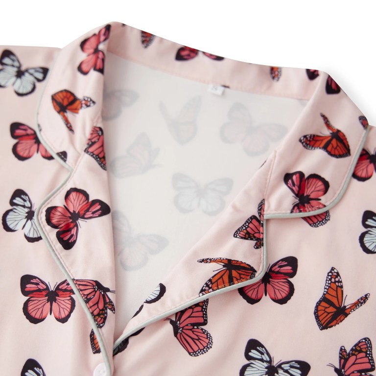 Summer Sweetness: Cherry/Bow/Butterfly Print Lounge Set with Button-Up Shirt & Shorts 3