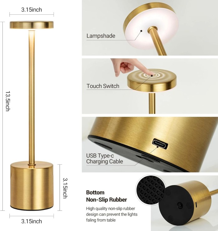 LED Rechargeable Touch Table Lamp - 3 Colour Ambient Night Light 4