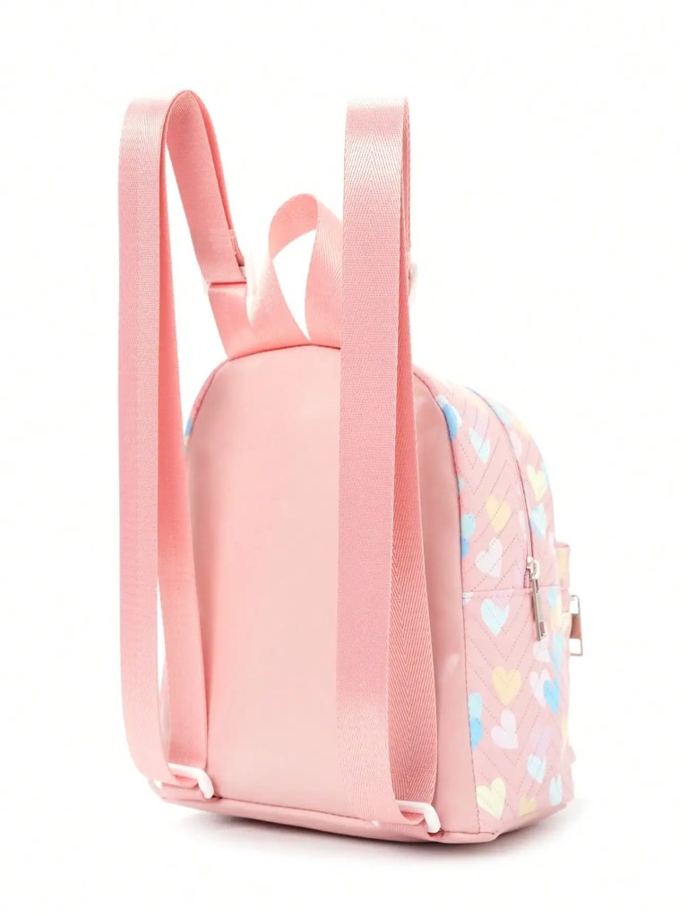 chic heart pattern pu leather backpack adjustable straps & double layer design for girls! Chic Heart Pattern PU Leather Backpack - Adjustable Straps & Double Layer Design for Girls! 3