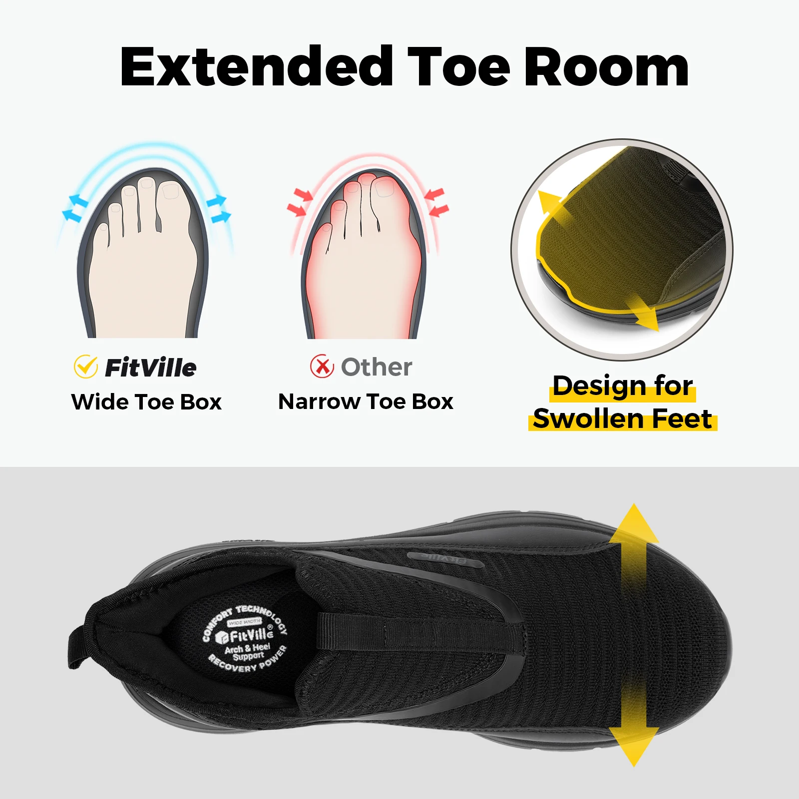 FitVille Wide Men\'s Fitness Shoes – Lightweight & Breathable for Walking, Running, & Outdoor Sports 2