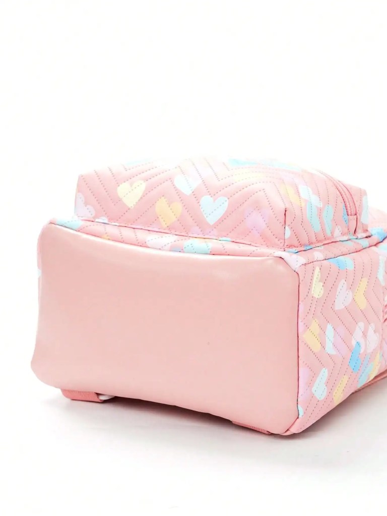 chic heart pattern pu leather backpack adjustable straps & double layer design for girls! Chic Heart Pattern PU Leather Backpack - Adjustable Straps & Double Layer Design for Girls! 6