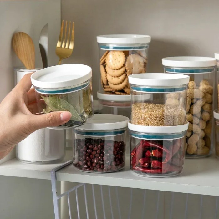 WBBOOMING Sealed Ring Bottles - Transparent Kitchen Storage Box for Freshness 1