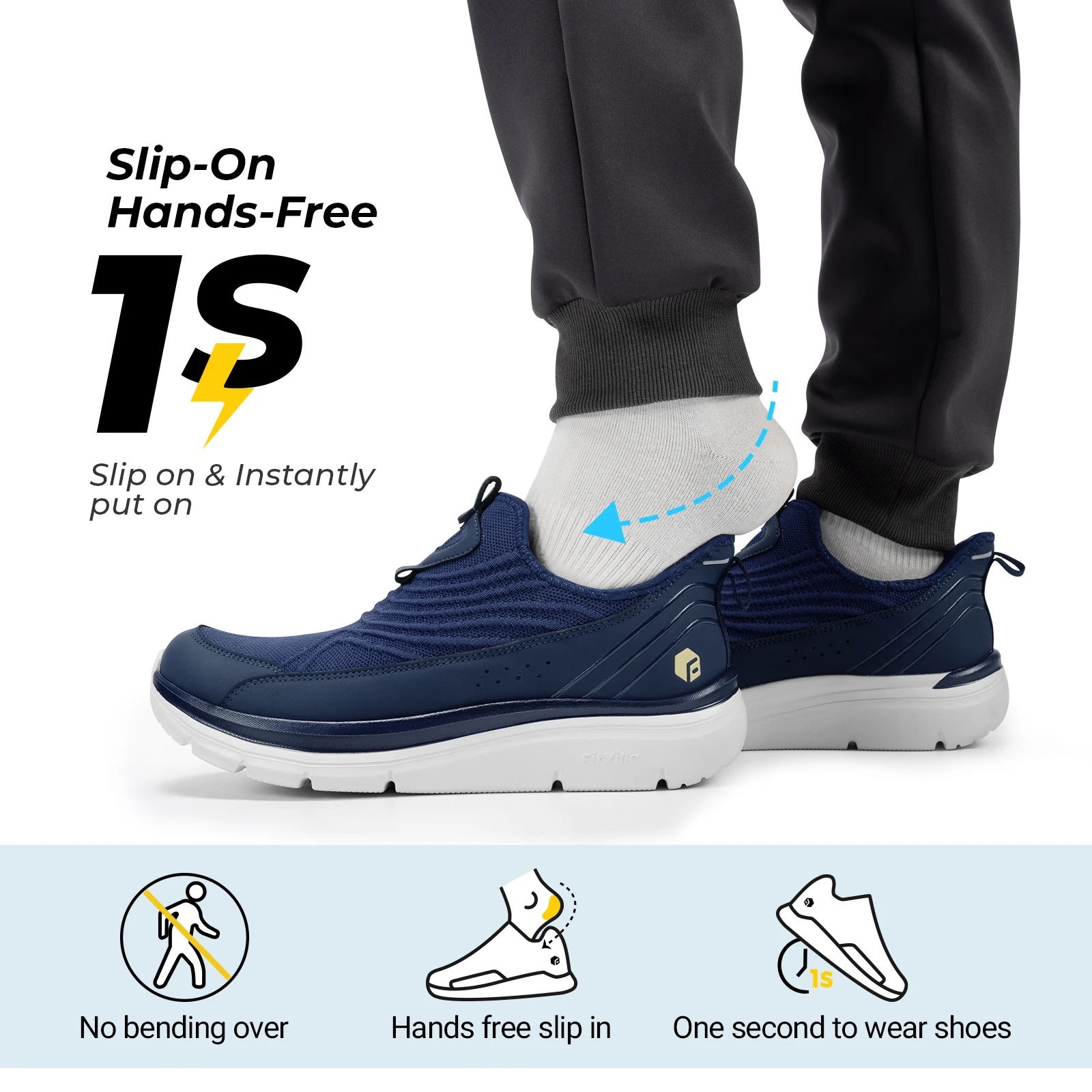 FitVille Wide Men's Slip-On Shoes – Lightweight, Breathable Walking & Running Sneakers FitVille Wide Men's Slip-On Shoes – Lightweight, Breathable Walking & Running Sneakers