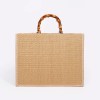 Vintage Bamboo Handle Handbag – Sequined Embroidery Tote Bag for Women, Large Linen Beach Purse 2