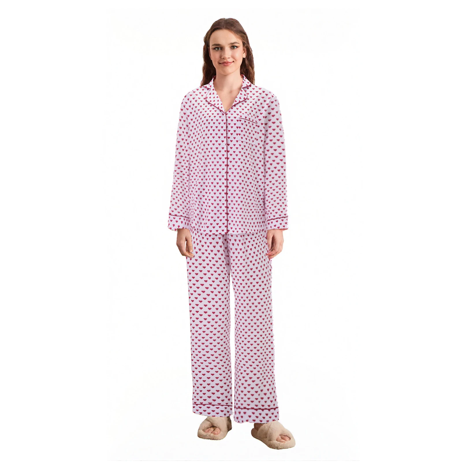 spring vibes: bow print lounge set with long sleeve button up top & loose pants Spring Vibes: Bow Print Lounge Set with Long Sleeve Button-Up Top & Loose Pants