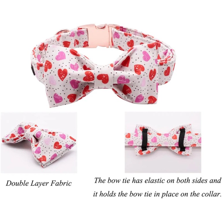 Paws of Love: Valentine's Heart Dog Collar with Bow Tie 4