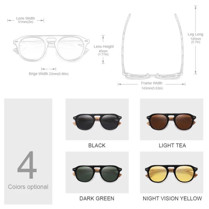 Oi Wood Classic Polarized Sunglasses for Men & Women – UV400 Protection with Zebra Wood Frames 2