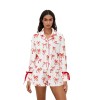 Charming Comfort: Bow/Cherry/Clover Print Pyjama Set with Button-Up Top & Ruffle Shorts
