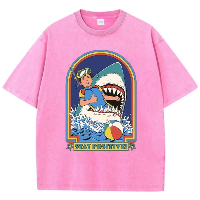 Stay Positive: Cartoon Print Breathable Cotton Tee for Women 3