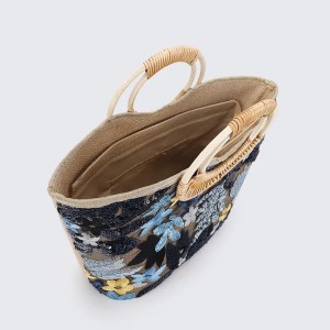 flower sequins embroidery tote bag – round rattan handle summer beach bag for women Flower Sequins Embroidery Tote Bag – Round Rattan Handle Summer Beach Bag for Women 6