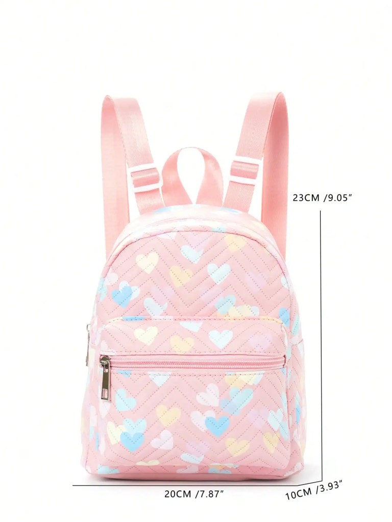 chic heart pattern pu leather backpack adjustable straps & double layer design for girls! Chic Heart Pattern PU Leather Backpack - Adjustable Straps & Double Layer Design for Girls! 5