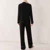 cozy chic: women's black pyjama set with button up shirt & drawstring pants Cozy Chic: Women\'s Black Pyjama Set with Button-Up Shirt & Drawstring Pants 2