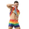 Sydney Mardi Gras Men's Gym Clothing – Rainbow Tank Top & Hooded Mesh Vest Set, Breathable & Loose Fit 5