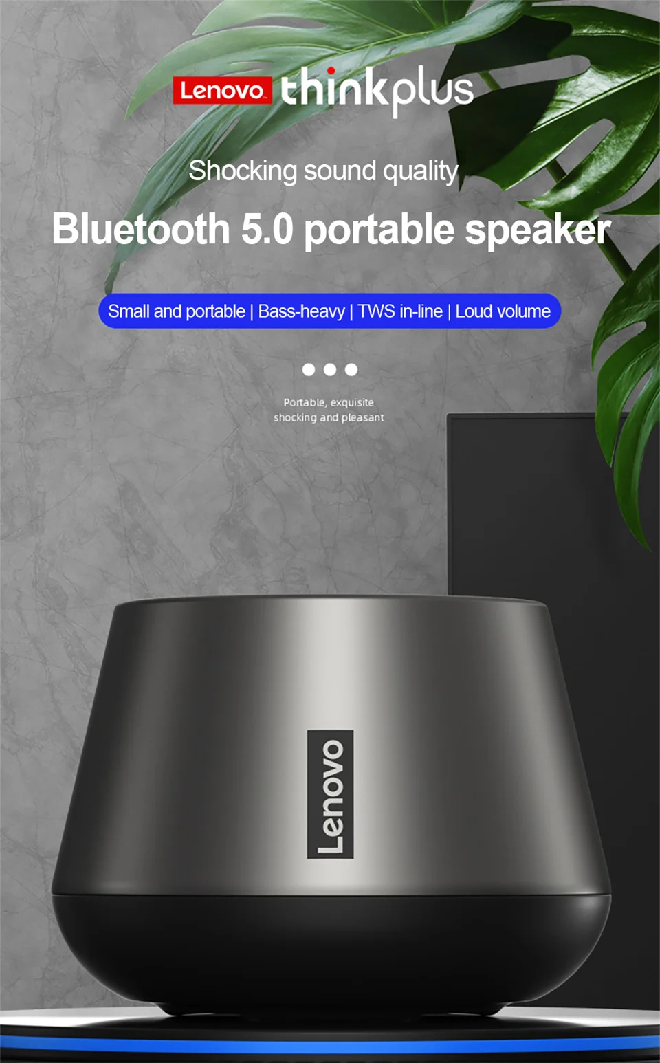 Lenovo K3 Pro Waterproof Bluetooth Speaker - Portable Stereo Sound 