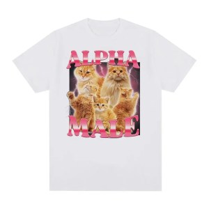 Alpha mens cat and kitten funmemeTshirt womens fashionable cute retro patternTshirt womensfashionablecasualshort sleeved T-shirt 6