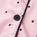 Polka Dot Perfection: Satin Spring Lounge Set with Button-Up Shirt & Long Pants 4