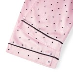 Polka Dot Perfection: Satin Spring Lounge Set with Button-Up Shirt & Long Pants 5