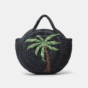 Coconut Tree Or Pineapple Straw Handbag – Handmade Round Corn Husk Woven Beach Tote Bag for Women 1