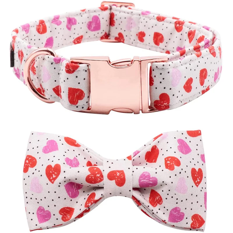 Paws of Love: Valentine's Heart Dog Collar with Bow Tie