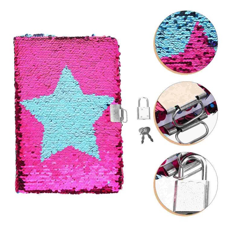notebook diary kids journals for girls boy with lock teen metal star sequins notepad Notebook Diary Kids Journals for Girls Boy with Lock Teen Metal Star Sequins Notepad 3
