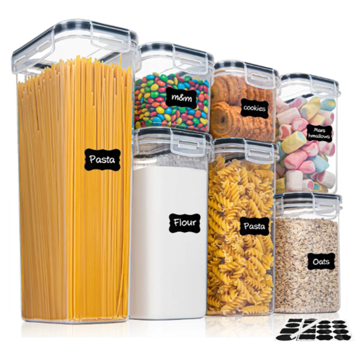 7 piece food container set bpa free, airtight storage with stickers & pen 7-Piece Food Container Set - BPA-Free, Airtight Storage with Stickers & Pen