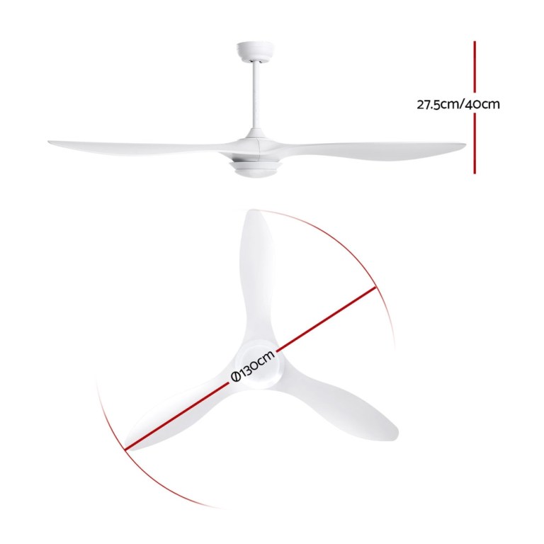 devanti 52'' ceiling fan dc motor w/light w/remote white