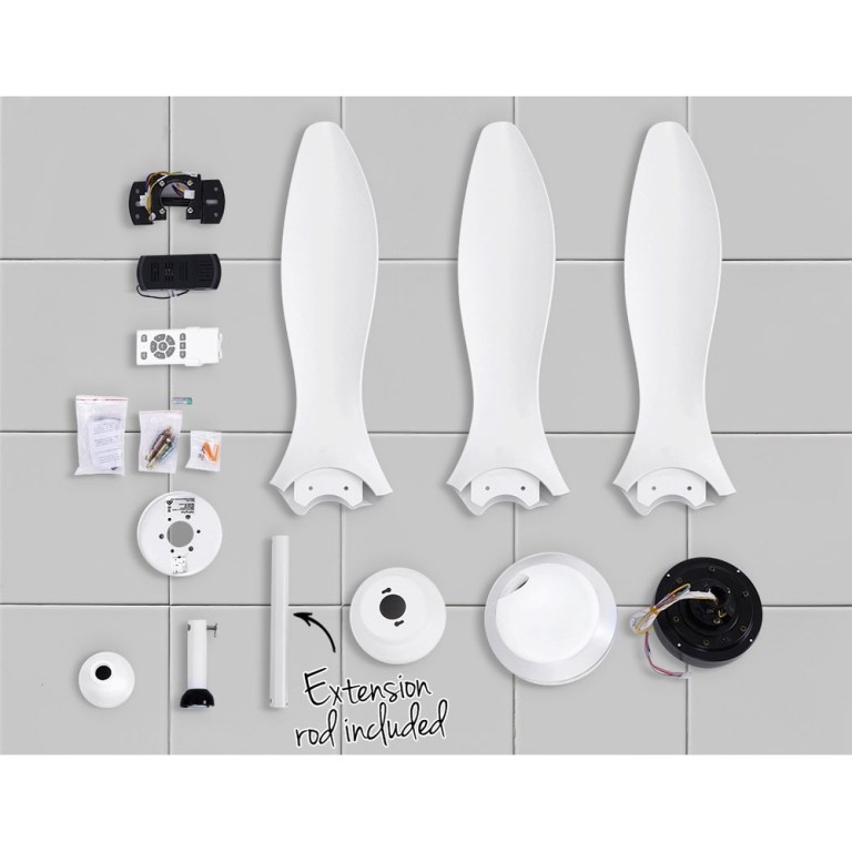 devanti 52'' ceiling fan dc motor w/light w/remote white