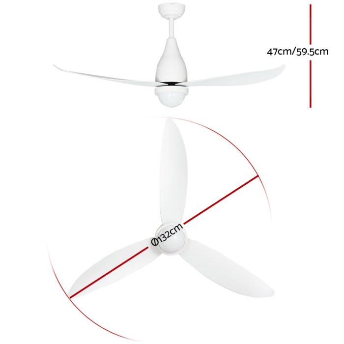 devanti 52'' ceiling fan dc motor led light remote control white devanti 52'' ceiling fan dc motor led light remote control white