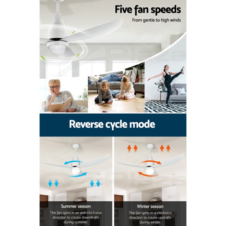 devanti 52'' ceiling fan dc motor led light remote control white devanti 52'' ceiling fan dc motor led light remote control white