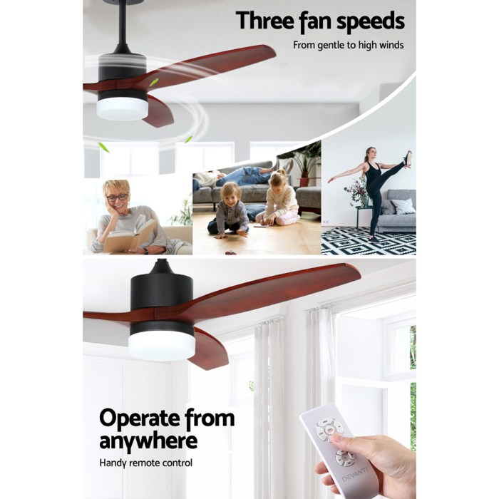 devanti 52'' ceiling fan ac motor 3 blades w/light dark wood devanti 52'' ceiling fan ac motor 3 blades w/light dark wood