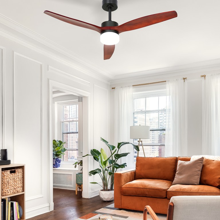 devanti 52'' ceiling fan ac motor 3 blades w/light dark wood devanti 52'' ceiling fan ac motor 3 blades w/light dark wood