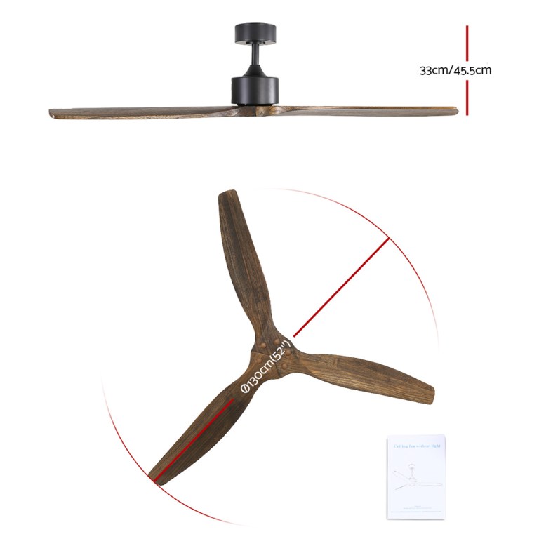 devanti 52'' ceiling fan ac motor 3 blades w/remote dark wood devanti 52'' ceiling fan ac motor 3 blades w/remote dark wood